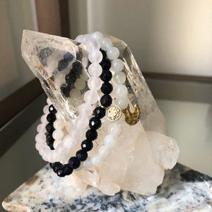 Crystal bracelet trio! Rose quartz moonstone blue